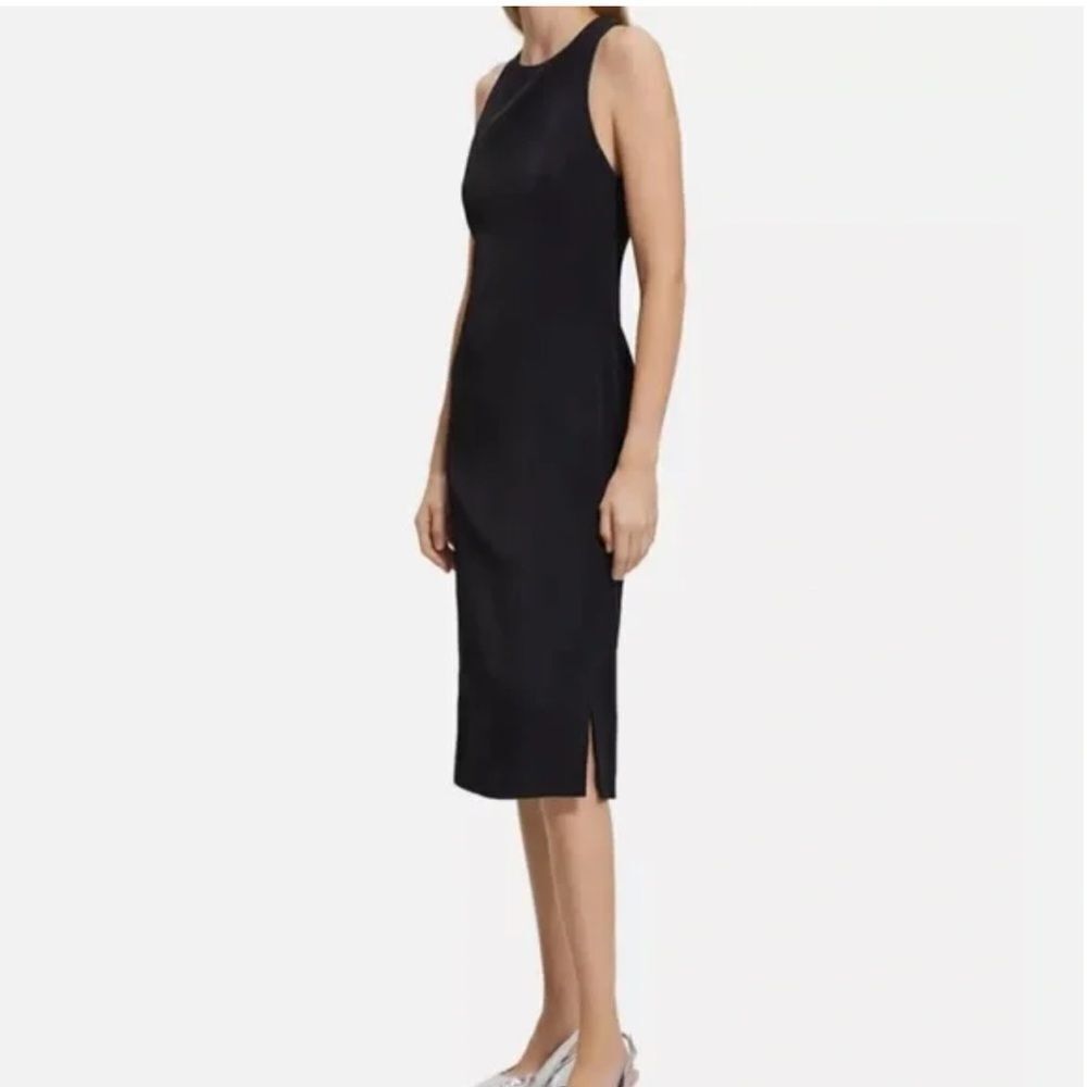 Theory X Back Midi Fluid Ottoman Dress Black 00‎ NWT